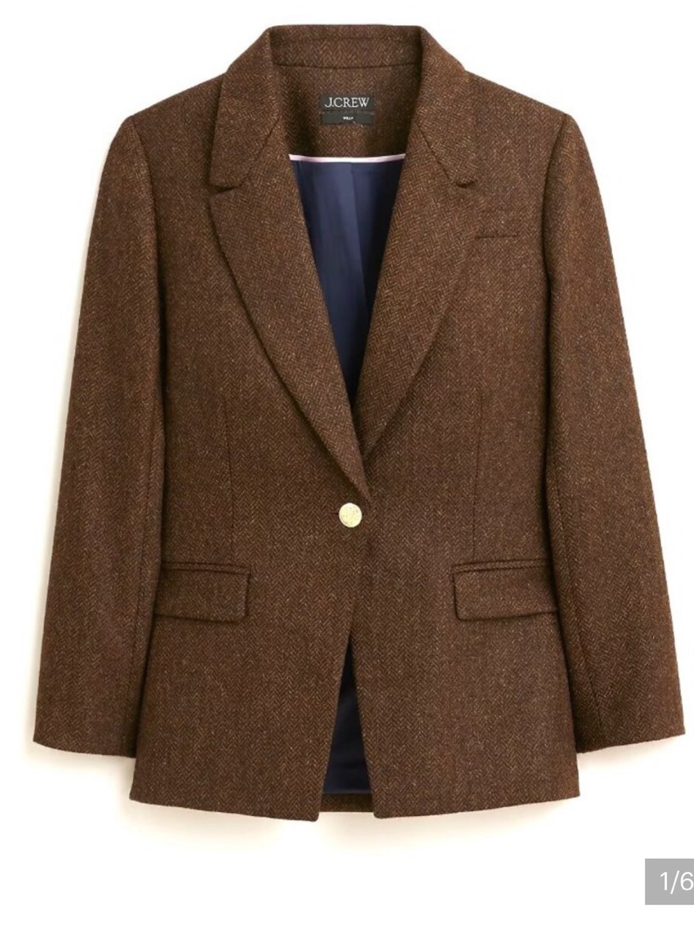 J.Crew Willa Blazer - Herringbone Wool Jacket (Brown Chocolate Umber)